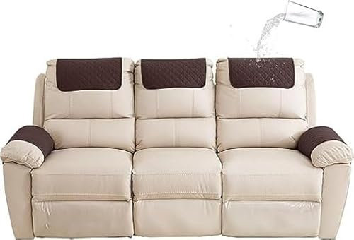 Sofa Armlehnenbezüge，Couch Kopfstützenbezug，Armlehnenschoner，für Armkappen Schonbezüge Sessel Relaxsessel Sofa Armbezug Kopfstützenschutz Sitzbezug Wasserfest Rutschfeste Mit Taschen ( Color : Dark Cu