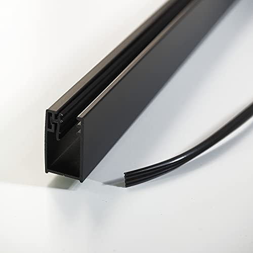 WITEN&NOCK Wandanschlussprofil aus Aluminium für Dusche Glaswand 6-8 mm schwarz matt (Typ1, 195cm)