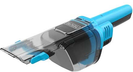 Black+Decker NVD215J-QW Aspirador de Mano 7.2 V, Batería de 1.5 Ah, Autonomía de 10 min, Deposito Trasparente de 290 ml, Boquilla Larga, Incluye Cargador Tipo Jack y Boquilla para Ranuras