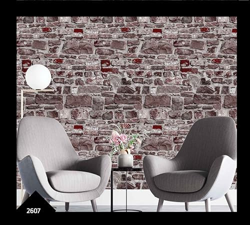 Tropik Home Broken Stones Effect, Shades of Darker Colours, Quality Wall Paper 10m Long