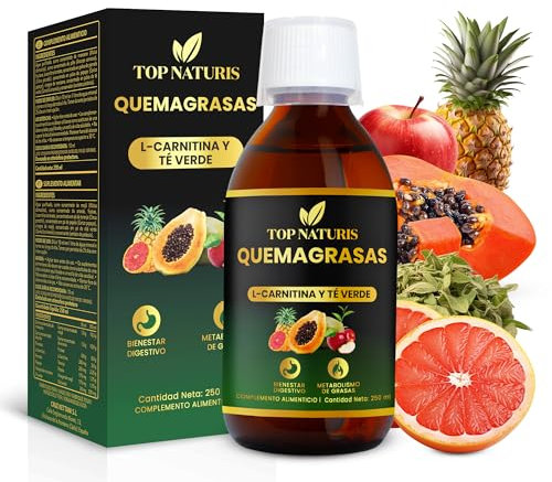 Quemagrasas Potente Para Adelgazar Rápido + Detox Diurético Natural, Control del Apetito, Para Hombre y Mujer con L-Carnitina, Té Verde, Vinagre de Manzana y Frutas. 100% Vegano. Sin Gluten. 250ml