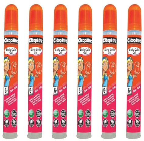 CLÉOPÂTRE Lot de 6 Stylos Colle transparente Gel en 20 gr