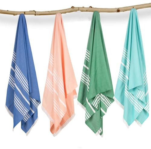 MUSH 100% Rayon derived from Bamboo Light Weight Turkish Style Towels: Ultra Soft, Super Absorbent, Bath Towel for Home & Travel (Large, Navy, Peach, Dk. Green, Aqua)