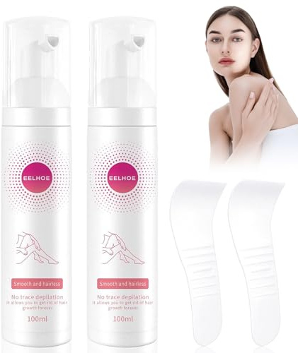 2 Piezas Spray de Depilación, 100ml Spray Depilatorio con Mousse de Cera de Abeja, Espuma Depilatoria en Spray sin Dolor, para Mujeres y Hombres, para Brazos, Piernas, Axilas