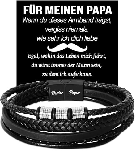 Coldbling Ich Liebe Dich Geschenke für Männer, Armband Papa Mann Sohn Männer Lederarmband Geschenk für Männer Ihn Sohn Vater zum Valentinstag Weihnachten Vatertag Abschluss Abitur