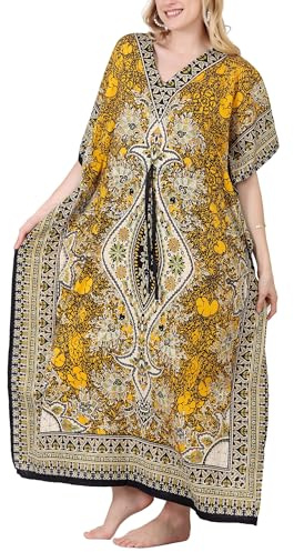 Women's Kaftan Maxi Dress Plus Size Kimono Lounge Cover Up Tunic