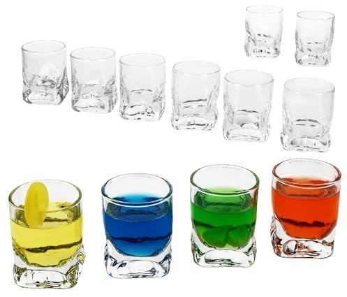 MamboCat Set di 12 bicchieri da liquore Frosty, 60 ml, 6 cl, 12 persone, con fondo pesante e sollievo, per vodka, tequila, liquori, ecc.