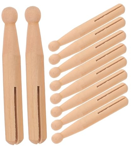 ORFOFE Mollette di Legno Tradizionali per Lavori Artigianali Fessura, Bastoncini di Legno Fai da Te Lavorati a Mano, Decorazioni Creative per Hobby e Regali Set da 10 Pezzi