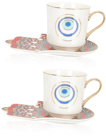 Cabilock 2 Ensembles tasse à café pour les yeux tasse à expresso tasses à thé turques café turc tasse de lait tasse à lait tasses à café verres à eau verres en céramique tasse d'eau de fête