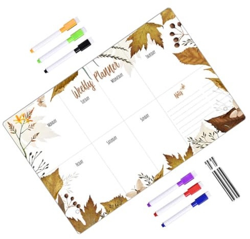 PLAFOPE Memoboard-set Aus Acryl Schreib-memoboard Für Zuhause Büro Schule Whiteboard Schreibtisch Blättermuster Raumdekor Wandbehang Dekoratives Schild