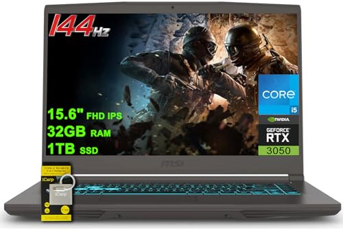 msi Thin 15 Gaming Laptop 15.6 FHD IPS 144Hz Intel 8 core i5-13420H (Beats i7-11800H) 32GB RAM 1TB SSD GeForce RTX 3050 Backlit Type-C Win11 ICP Hub