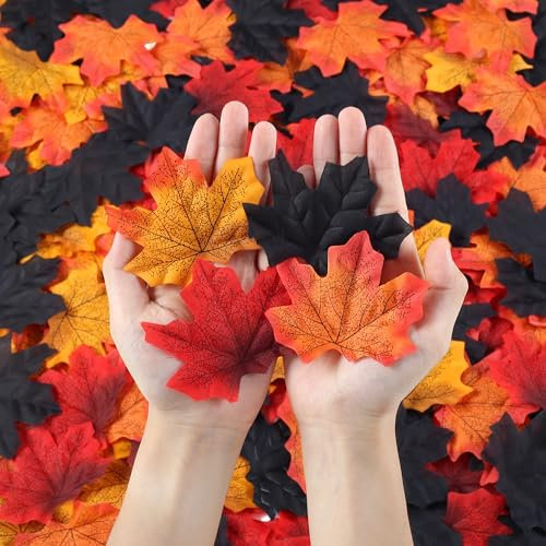 Auiremrti 200 Stück Ahornblätter Deko,Künstliche Herbstblätter Tischdeko,Herbst Dekoration für Zuhause,Herbstgirlande und Bastelprojekte,Aesthetic Herbstdeko Blätter