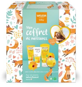 WELEDA - Geschenkset zur Geburt – sanfte Babypflege – für die tägliche Pflege – reinigt & schützt – Natur – 200 ml + 75 ml + 50 ml + 25 g