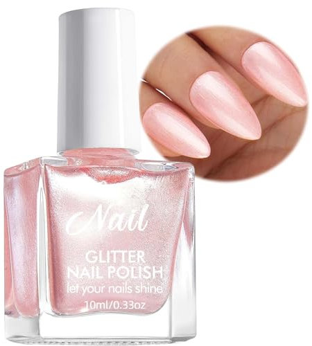 Mermaid Style Pink Pearl Nail Polish - Pearlescent & Breathable Formula - Quick Dry & Long Lasting Nail Varnish - No Chip Water-Based Formula