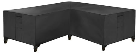 SXZAGZR Housse pour Canapé De Jardin Couvrir, Housse pour Meubles De Jardin D'extérieur, Canapé d'angle Jardin Imperméable Forme De V Housse De Protection pour Canapé (210x270x85,Noir)