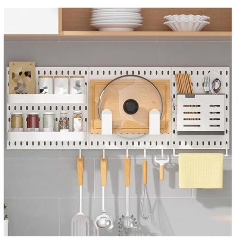 Kit d'organisation murale combinée en panneau perforé, panneau d'affichage mural avec accessoires, panneau de rangement en métal à faire soi-même pour salle d'artisanat, garage, cuisine, bur