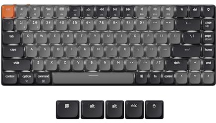 Keychron K3 QMK Mechanical Keyboard Version 3, Ultra-Slim 75% Layout Wireless Gaming Keyboard with White Backlit, Low Profile Red Switch Bluetooth Keyboard for Mac Windows, US ANSI Layout