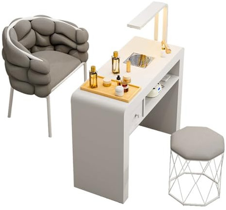 Tavolo da Manicure Moderno con cassetti per scrivania e Tecnica delle Unghie, postazione di Lavoro Professionale per Salone di Bellezza e Spa per Unghie con aspiratore Elettrico e Lampada a