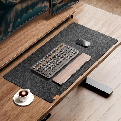 shinfly Schreibtischunterlage Filz, 80X40cm, Schreibtisch Unterlage, Rutschfester Desk Mat, Office-Desktopschutz, Schreibtischmatte für Homeoffice Ausstattung (Dunkelgrau)