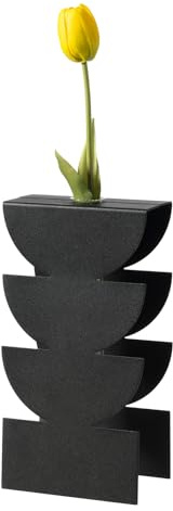 Arti & Mestieri Memphis - Vaso portafiore di Design 100% Made in Italy - in Ferro, 12,5 x 6 x 25h cm (Nero)