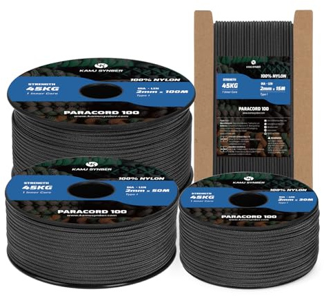 Kamu Synber 2mm Paracord 50M Nylon Seil Schnur 1 Kern Typ I Allzweckseil | Tragkraft 45kg, 100% Nylon, Basteln, Outdoor, Camping, Survival, Reißfeste