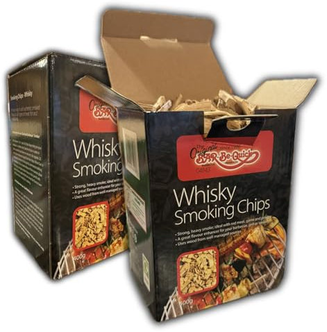 Premium Whisky Wood BBQ Smoking Chips - Sustainably Sourced - Suitable for Electric as Charcoal Pellet Grills & Smokers - For Barbecue Smoker Grilling Beef Chicken Pork Fish Vegetables - 2 Packs