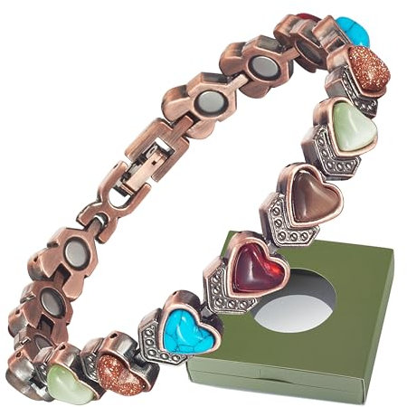 Wollet Magnetisches Kupferarmband für Frauen, magnetische Armbänder für Frauen, türkiser Schmuck mit 3500 Gauss-Magnet (mit Geschenkbox) (Typ A)