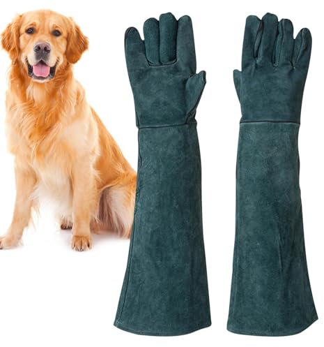 Schutzhandschuhe Haustiere - Haustierhandschuhen, Schweißhandschuhe Tierhandhabung | Leder Anti-Bite-Kratzbissfest-Widerstand verstärkte Ärmelhundetraining, für große Hunde Bite Tier Rose Beschneidung