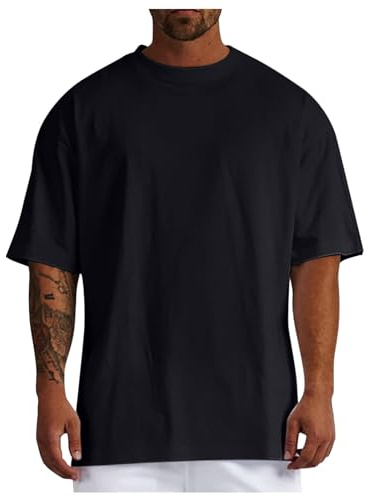 T Shirt Oversize Homme Manches Courtes Top Ete Col Rond Couleur Unie Haut Grande Taille Lâche Casual Confortable Tunique Plage Classique Basiques Chic pour Voyage Vacances Quotidien