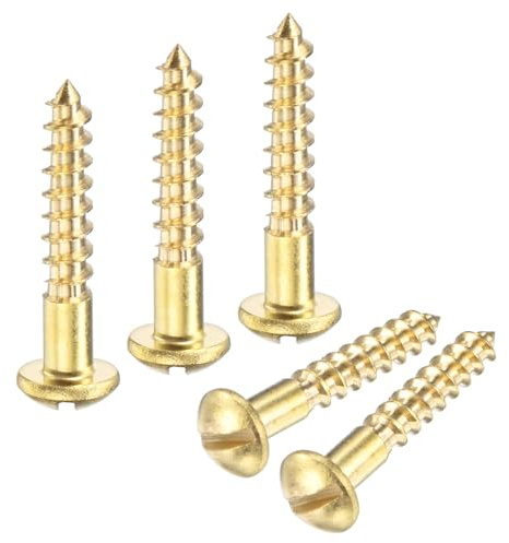 M METERXITY 20-Pack Wood Screws, M3.5 x 22mm Brass Slotted Round Head Self-Tapping Screw Indoor Fasteners for Woodworking/Furniture Repair/Industry/Gardening/DIY Crafts Decorative Screws