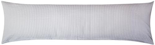 Seersucker Seitenschläferkissen Bezug 40x145cm - Grau Uni (EW-40x145-Grau) | 100% Baumwolle, Kissenbezug, Kissenhülle, Bezug, Einfarbig, Reißverschluss auf der langen Seite
