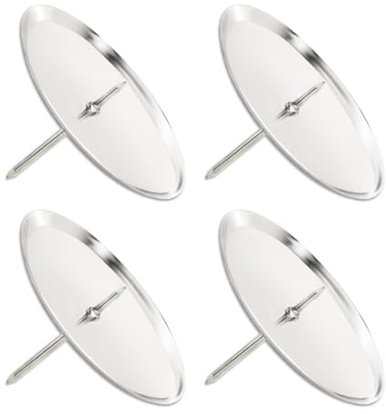 OUDQFCJ 4 pezzi portacandele per corona dell'avvento argento piattino con spillo 7.5 cm per fissare portacandele per candele a colonna decorazioni natalizie accessori