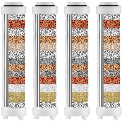 Nafall 4 Stück Duschkopf Filter, PPBaumwollfilter mit Mineralkugeln