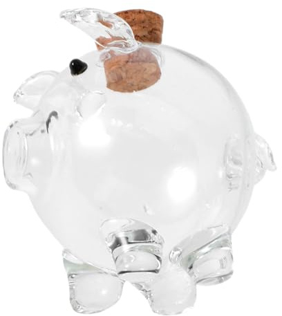 Toyvian Mini Clear Glass Piggy Bank for High Borosilicate Money Jar with Pig Shape Compact Desktop Savings Pot and Wish Holder Educational for Early Financial Literacy and Home Decor