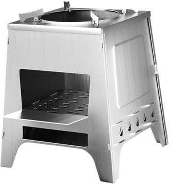 Ronyme Hornillo de leña Compacto para Camping, doméstico, Horno de Emergencia, portátil para Viajes, Cocina, Barbacoa, mochilero, Plata, 23cmx19cmx30cm