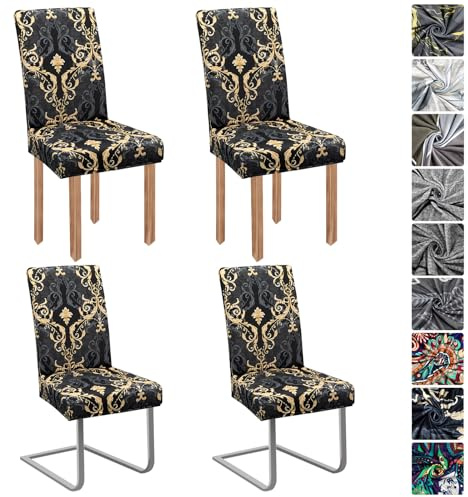 jabeick Stretch Stuhlhussen 4er Set Stuhlbezug Stuhlhussen Schwingstühle | Elastische Hussen für stühle Abnehmbarer Waschbarer für Restaurant Hotel Bankett