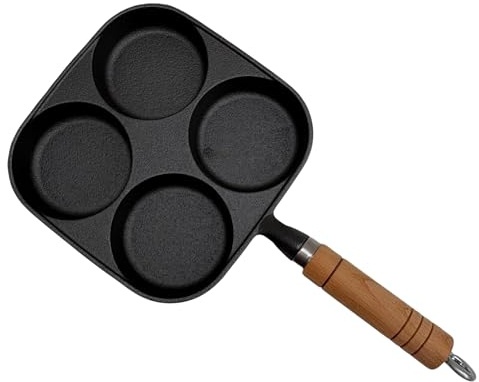 4-Cup Burger Cast Iron Pan – 𝗦𝗞𝗜𝗟𝗟𝗘𝗧 𝗕𝗥𝗘𝗔𝗞𝗙𝗔𝗦𝗧 𝗣𝗔𝗡 for Eggs, Pancakes & Crepes, Versatile Frying Pan for All Heat Sources