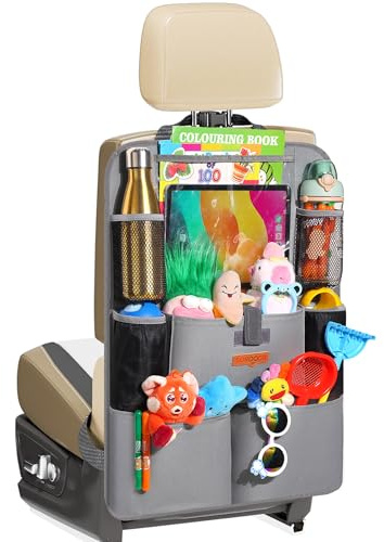 SURDOCA Autositz-Organizer – 4th Generation verbesserter Auto Rücksitz für bis zu 11-Zoll Tablet, 8 Taschen, Kinderspielzeug-Aufbewahrung, wasserdichter Rücksitzschutz für Kinder
