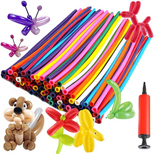 REYOK Globos de Modelado con Bomba de Aire,200PCS Globos de látex Globos de Helio para Bodas,Graduaciones, Fiestas, cumpleaños, día de San Valentín, Decoraciones, Boda