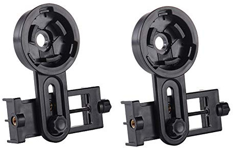 NUZAMAS Juego de 2 adaptadores para teléfonos móviles, Soportes, Montaje Universal para telescopio, Ajustable, Compatible con telescopio Binocular de observación de 26,4-46,4 mm