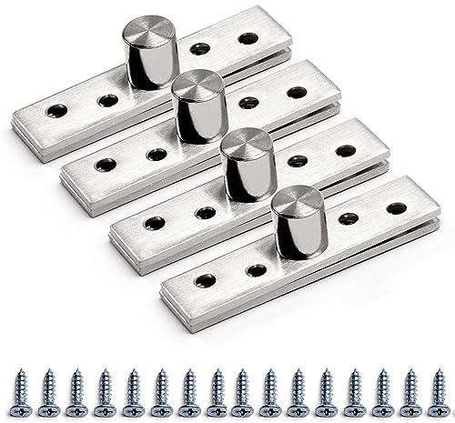 MroMax Cerniera girevole per porta, lunghezza 75 mm, rotazione a 360 gradi, cerniera a perno in acciaio inox, per porte nascoste, armadi e armadi, argento, 4 pezzi