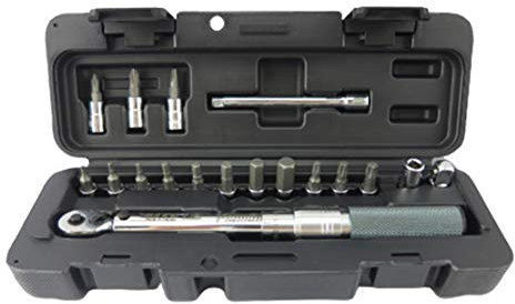 HIOD Clé Dynamométrique Kit de Réparation d'entretien de Vélo 1/4 Pouce D'Entraînement 2-20 Nm, Set de 18 Pcs avec Prise Allen & Torx
