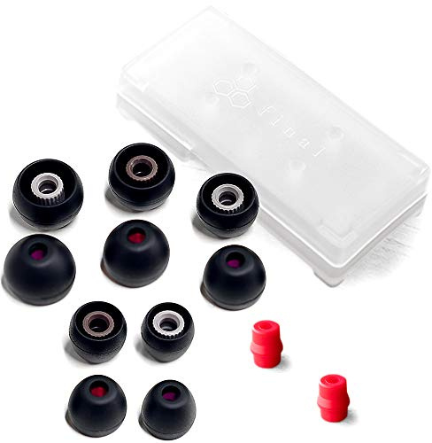 Final Audio Black+Black/Red Silicone Type E Eartips Kit With Case and Nozzle Adaptor Compatible With 1More, AKG, Audio-Technica, Beats by Dre, Campfire, Empire Ears, Shure, Sony, Westone (Multi)