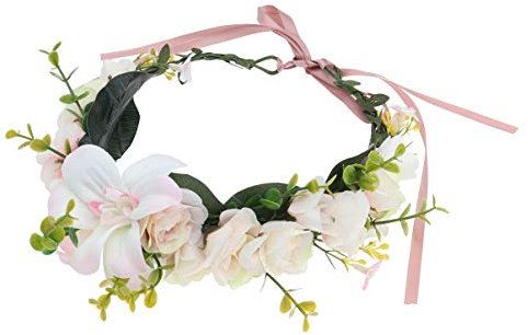 Lurrose Hochzeits Blumenkranz Aus Seidenblumen Lilienblütengirlande Als Damenstirnband Blumenhaarkranz Für Festivalhochzeiten Haarkranz Im Vintage-stil Hellrosa