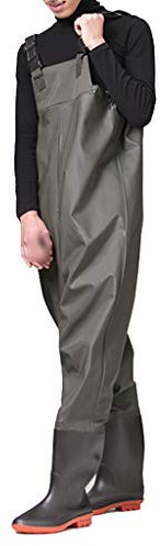 BBGS Wathose Anglerhose Fischen Brustwaders für Eltern-Kind Mit Stiefeln Cleated Bootfoot wasserdichte Herren Damen Waders, Kinder Lätzchen Regenhose für Erwachsene (Color : Adult, Size : 37)