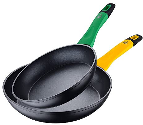 Benetton SET 2PCs SARTENES 22CM VERDE + 26CM AMARILLO ALUMINIO FORJADO, INDUCCIÓN, RAINBOW