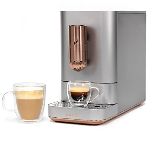 Café Affetto Automatic Espresso Machine | Brew in 90 Seconds | 20 Bar Pump Pressure for Balanced Extraction | Five Adjustable Grind Size Levels | WiFi Connected for Drink Customization | Steel Silver