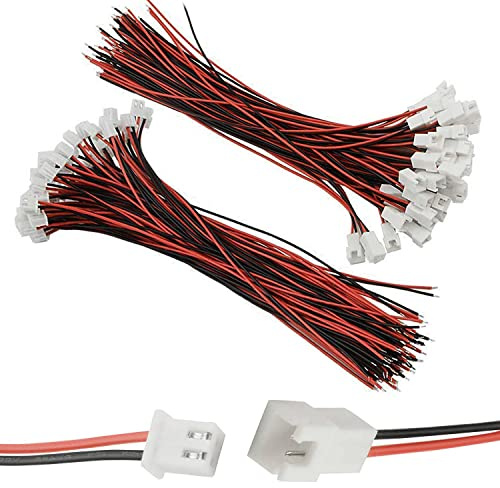 RUNCCI-YUN 100 Pcs/50 Paires 2.54mm Connecteur Jst XH 2 Broches Mâle Et Femelle Connecteur Plug avec Câble Fil 20 cm, Jst XH 2 Pin Adaptateur de Connecteur Mâle et Femelle
