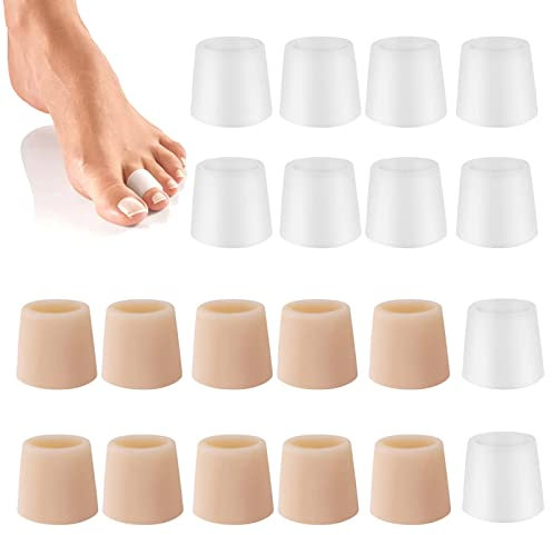 Cerioll Zeh Schoner,Zehenkappen Schutz,Silikon Kleiner Zehenschutz,Zehenpolster Schlauch,Zehenpolster Reibung Reduzieren,Zehenschoner,Weiches Silikon Zehenpolster (20PC-Weiß+Hautfarbe)