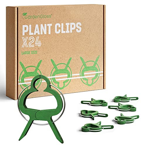 GardenGloss® 24 Clips per Piante per pomodori, Rose, cetrioli e Altri ortaggi rampicanti - Ausilio Semplice per Le Piante rampicanti